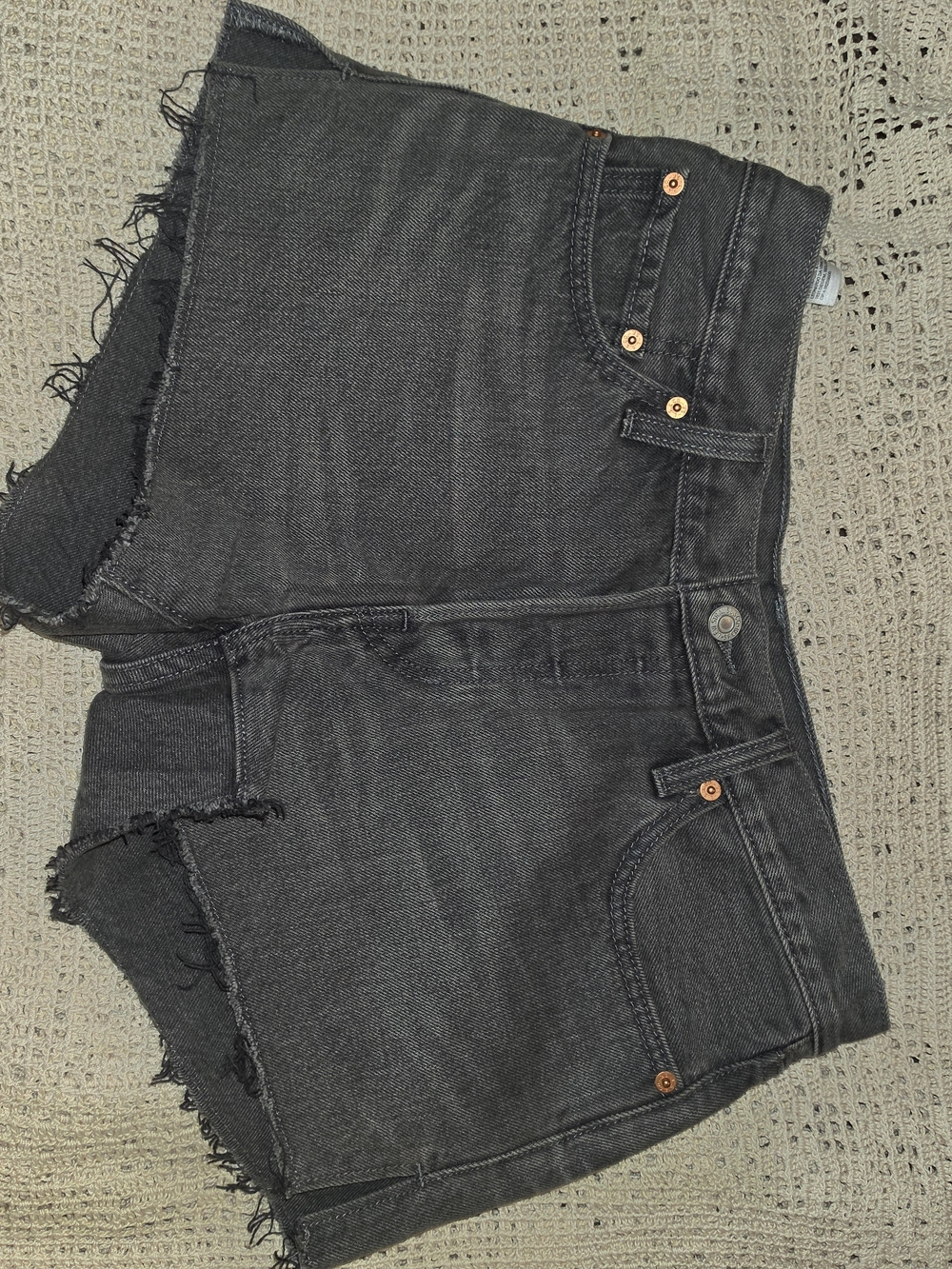 Black Frayed Hem Levis Denim Shorts